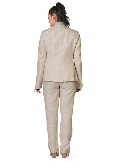 Natural Beige Pure Linen 3-Piece Suit Set for Women
