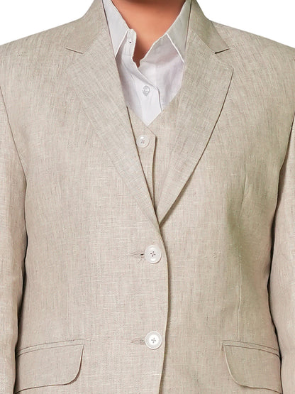 Natural Beige Pure Linen 3-Piece Suit Set for Women
